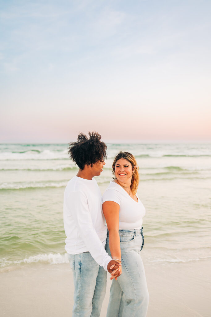 30a florida couple beach session at sunset