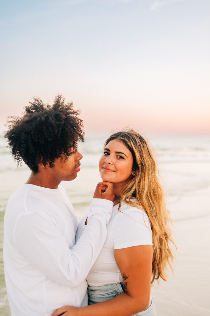 30a florida couple beach session at sunset