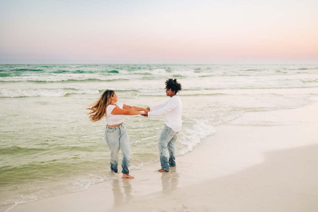 30a florida couple beach session at sunset