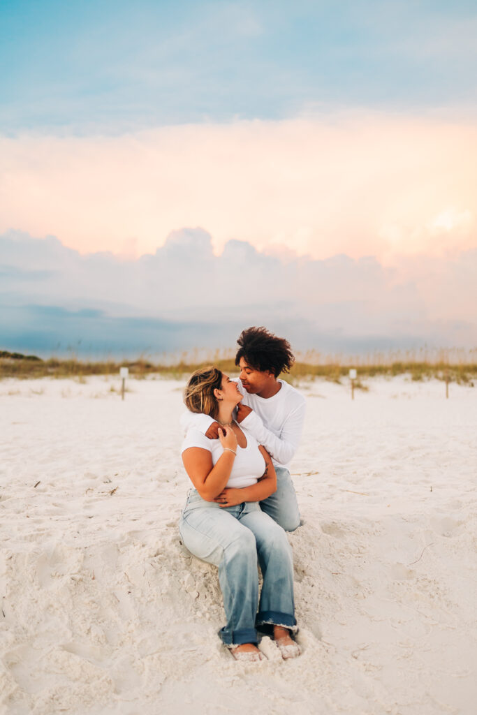 30a florida couple beach session at sunset